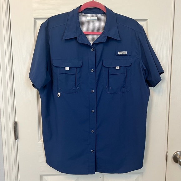 Columbia PFG Men's Navy Blue Bahama II Vented Performance Button Down Shirt XL - Picture 1 of 5